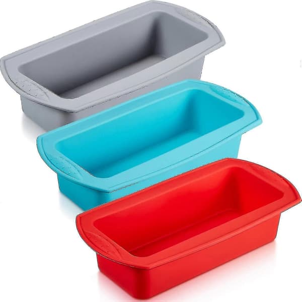 Silicone Loaf Pan, 3-Pack, Non-Stick for Cake, Meatloaf, and Pie