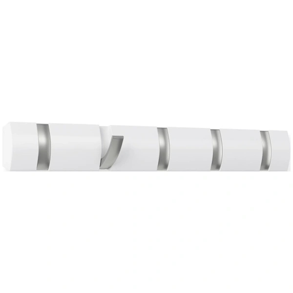 Wall Mounted Coat Rack with 5 Hooks, White