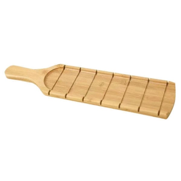 XJ-Bambu skärbräda med långt handtag, räfflad, lång, fruktfat, träskärbräda