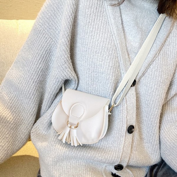XJ-Flickläder Crossbody-väska med tofs Flickväska