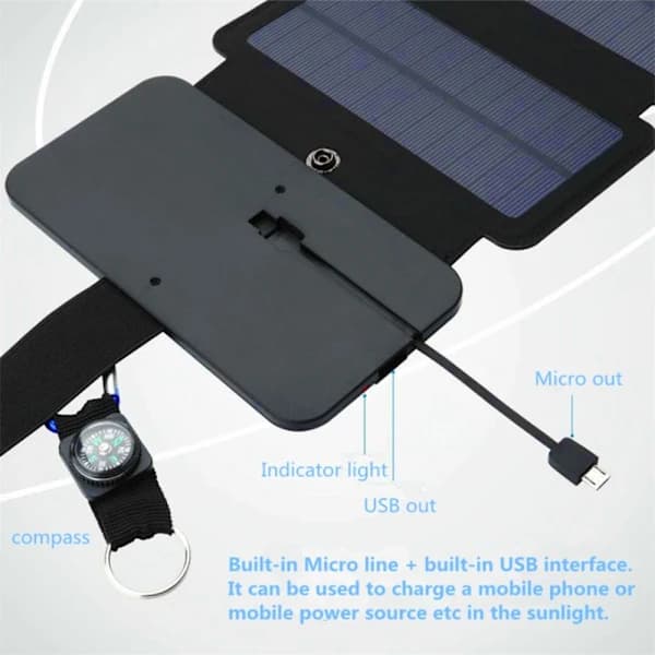 Solpaneloplader til nødsituationer med USB-port