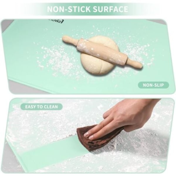 Extra Tjock Non-Stick Bakmatta i Silikon med Mått, Återanvändbar Livsmedelsgodkänd Silikonmatta för Bänkskiva för Att Göra Kakor, Macarons, Bröd (60cm(L)