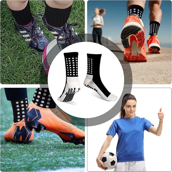Par fodboldstrømper med skridsikkert greb, unisex atletiske sportsstrømper med skridsikkert greb til fodbold/basketball