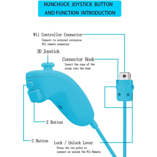 XJ 2 kpl langaton ohjain ja Nunchuck Wii- ja Wii U -konsolille