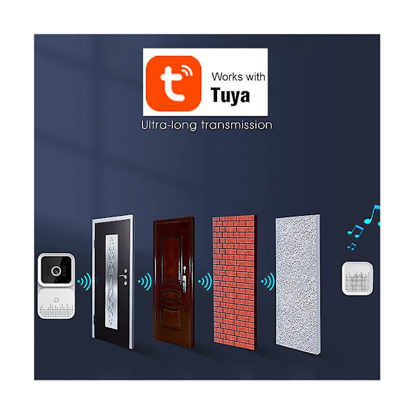 XJ-Tuya Trådlös Video Dörrklocka Wifi 2.4g Digital Video Intercom Vattentät Elektronisk Dörrvakt 1080p H