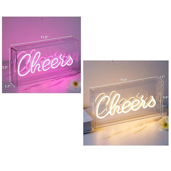 Cheers Neonskilt USB LED-skilt Bord Lightbox Cheers Neon Barskilt 3D Vegg Neon Varmt Lys Skilt For P