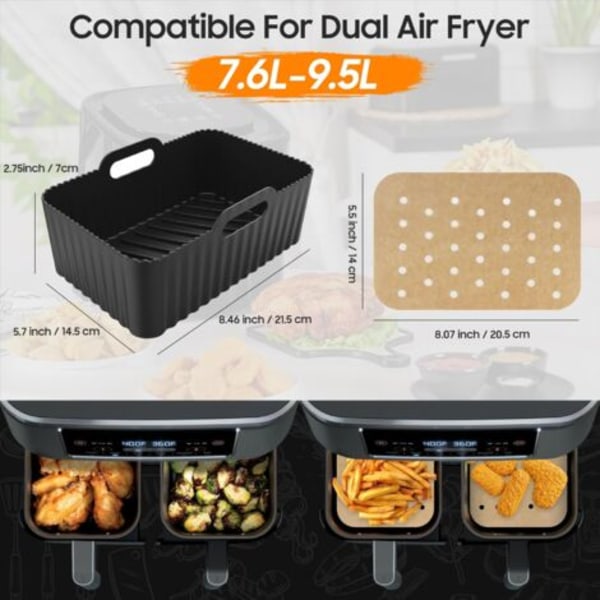 9 st Luftfritös Tillbehör Airfryer Tillbehör för Ninja Dual AF400EU & AF300EU & Tower T17088 för Ninja Airfryer Tillbehör Kompatibla för Ugn,