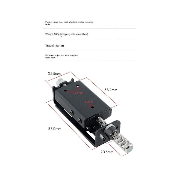 XJ-Cnc Z-axeljusterare Högprecisions Matal Lasermodul Fokus Glidande Höjdjusterare Gör-det-själv Laser-engra