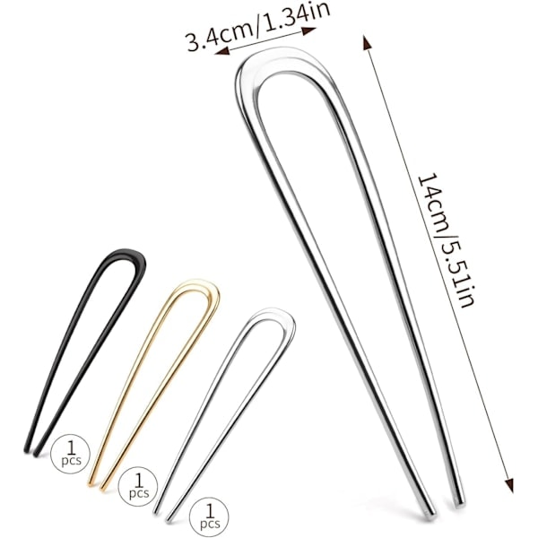 kpl Ranskalainen Hiusneula Metalli 14cm/5.5in Ranskalainen Neula Ranskalainen Nuttura Hiusneula U-muotoinen Hiushaarukka Kulta Hopea Musta Hiusneulat Iso Nuttura
