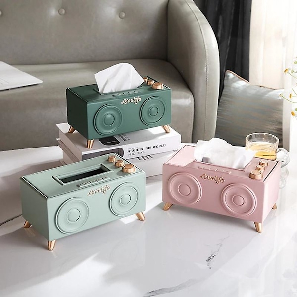 XJ-Resin Radio Bord Serviet Papir Tissue Bokse Opbevaringsholder - pink