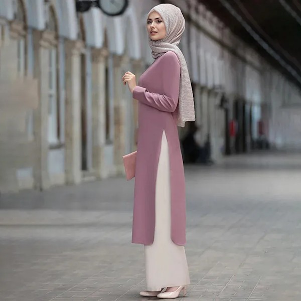 Turkiet Islamisk Ramadan Kläder Kaftan Tvådelad Muslimsk Lång Topp och Byxor Set för Kvinnor Delad Abaya Klänningsset Modest