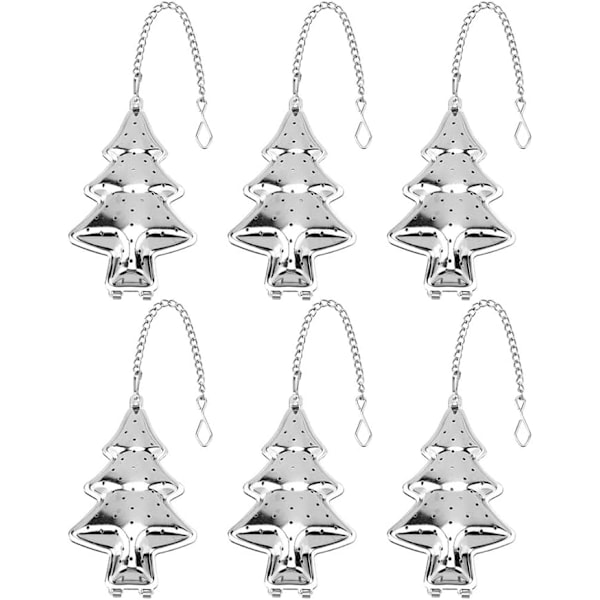 XJ-6 juletræsformet løs te-si, rustfrit stål, te-infuser, te-stepper, te-diffusorer til løs te, tebrygningsgadget