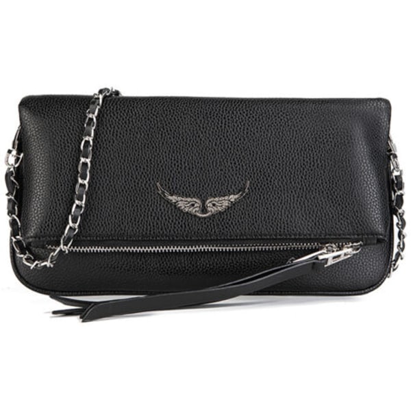 Wings Bag nahkainen olkalaukku, käsilaukku ketjulla, muodikas olkalaukku - Musta