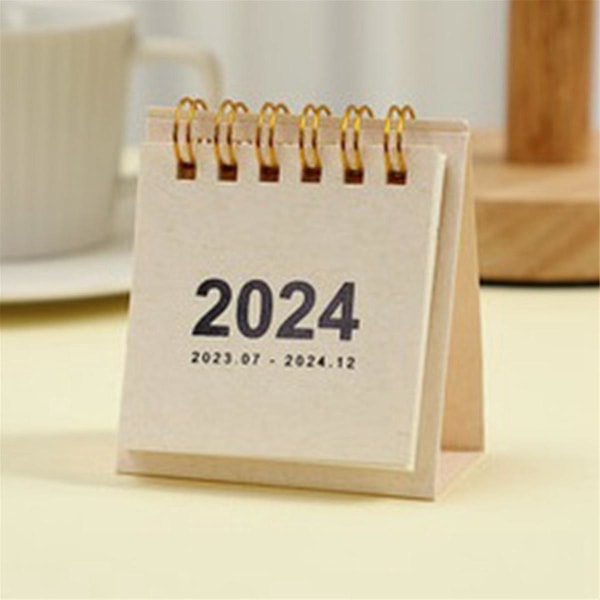 XJ-4st Mini Bordskalendrar Från Jan. 2024 - Dec. 2024 Fickkalender 6,5 x 7,5 cm (vit, Brun,