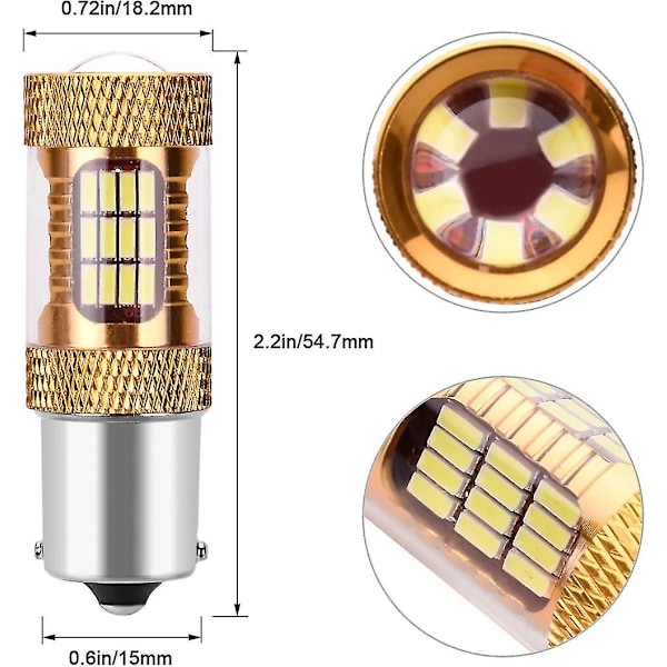 2 X Led Pærer P21w Ba15s 1156 Canbus Led 54 smd 4014 1100 Lumen Xenon Hvid 6000k Auto Led Pærer Kompatible Med Baglygte Baklys Blinklys