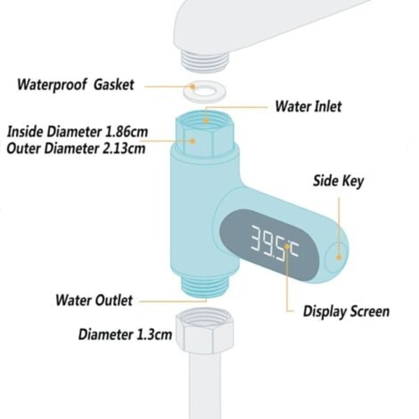 LED Digitalt Baby Badekarstermometer, 360° Roterende Skærm, Vandgennemstrømningstermometer i Realtid, Selvgenereret 0100°, Velegnet til Børn, Ældre og P