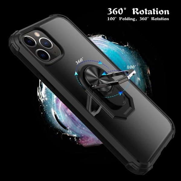 iPhone 11 Pro Cover med Fingerringstativ TPU Hybrid Sort