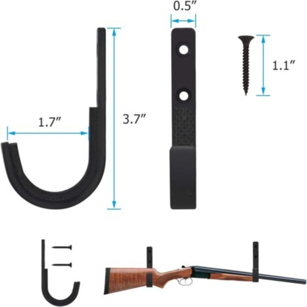 2 Stycken Horisontellt Vapenställ i Metall och Hagelgevärskrok Vapenhållare för Förvaring av Gevär, Hagelgevär och Pilar, Väggmonterat Förvaringsställ