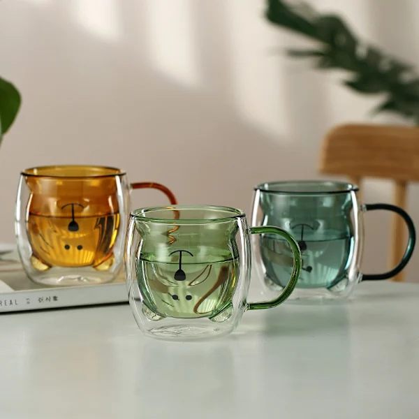 250ml Glasmugg Kaffe Mugg MÖRKGRÖN mörkgrön