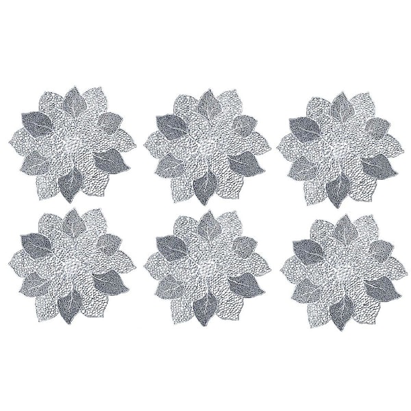 Brikke til spisebord sett med 6 bordmatter uthulet Hibiscus blomst bordmatte til middagsbord