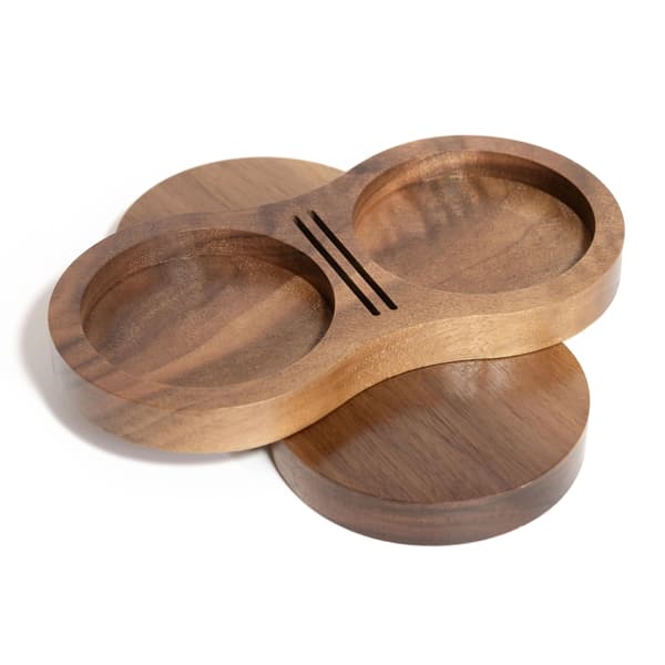 Espresso-tamperstasjon i tre, figur-8 tamperholder for kaffebartilbehør (valnøtt) Walnut wood