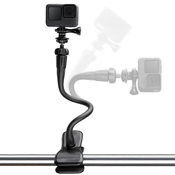 Fleksibel Arm Skrivebordsstang Action Kamera Telefonholder Stativ (Sort)