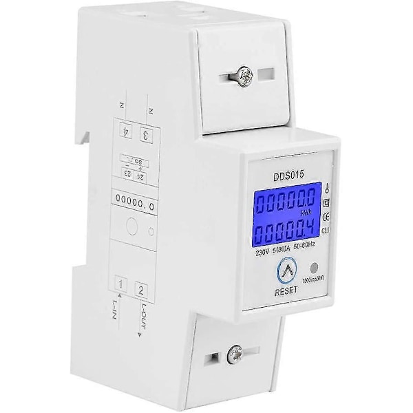 XJ-Yksivaiheinen energiamittari 5-80a 230v 50hz LCD-taustavalo Yksivaiheinen energiamittari Kwh-mittari DIN-kisko Asennus DDS015 Mittari Watti Kwh