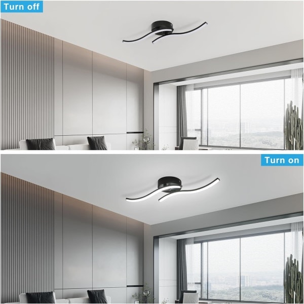 Modern LED-taklampa, 14W 1400LM, svart, akryl inomhusbelysning, 6500K kallvitt, för sovrum, vardagsrum