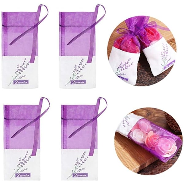 XJ-Sachettomma Påsar Mesh Lavendelpåsar Linne Organza Gasväv Presentpåsar Säcker för Lavendel, Kryddor och Örter (12 Lila Dragskopåsar)