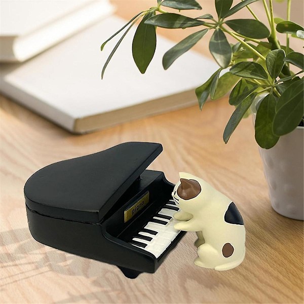 XJ-Søte Piano Katter Figurer - Liten Kattestatue For Skrivebordsdekor I Soverom Eller Hage - Liten Skulptur