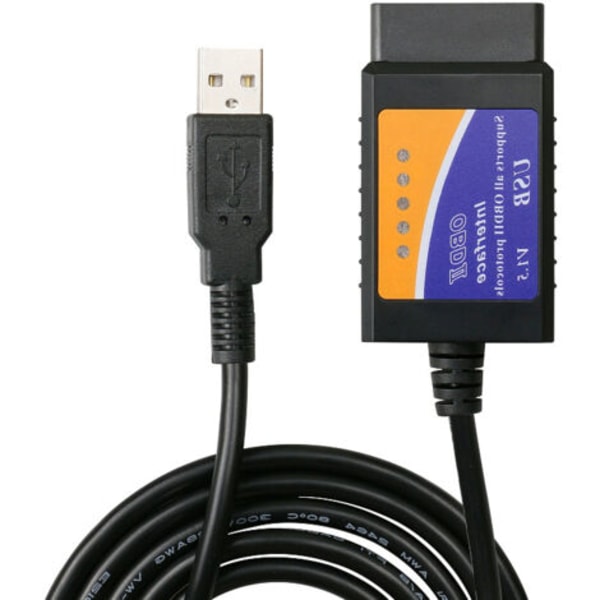 2-pack Bilfeldetektor - Läser och Raderar Felkoder på 3 Minuter ELM327 USB V1.5 OBD2 Scanner med CD Manual OBDII Diagnostikverktygslåda för Alla Fordon