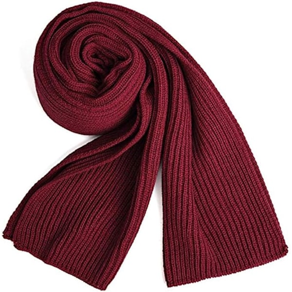 XJ-Varmt skjerf for høst og vinter, unisex ensfarget vinterhalsduk i garn