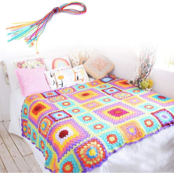 Tunisiska virknålar med kabel, 120 cm, 12 afghanska virknålar 3,0 mm - 12,0 mm för mattor, halsdukar, blommor, dukar, sjalar och mer