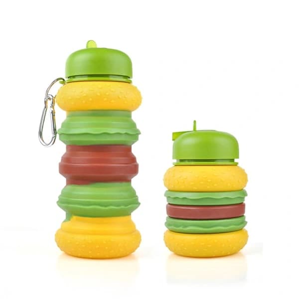 Utendørsbarn Silikon Sammenleggbar Vannflaske (Hamburger)