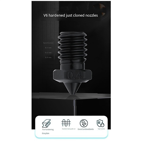 XJ-3kpl V6 Cht Karkaistu Terässuutin Korkealaatuinen Suutin 0,4 mm 1,75 mm Filamentille V6 Hotend