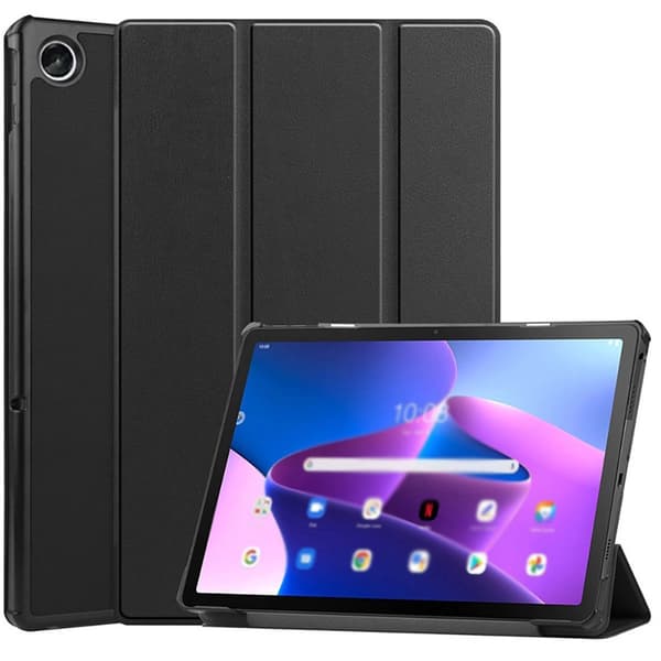 Samsung Galaxy Tab A11 Plus 2025 Tabletcover med PU-frontcover, trefoldigt stativ, automatisk våge-/dvalefunktion, magnetisk lukning, sort