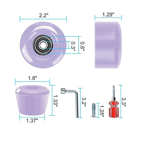 XJ-8-delt 32 X 58mm, 82a Skateboardhjul Med Lejer, 2 Tåstoppere, Til Udendørs Eller Indendørs Brug