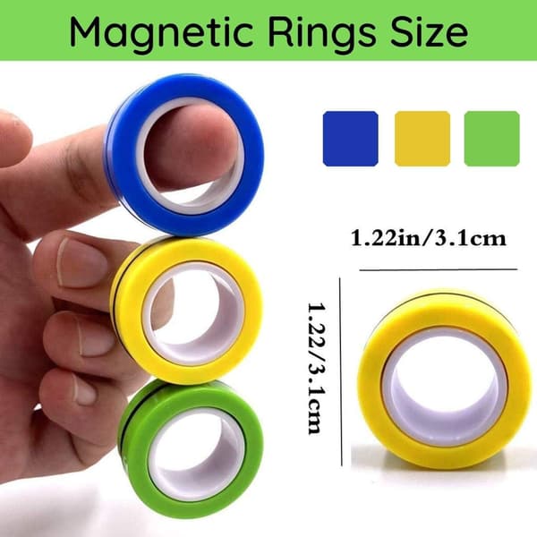 MAGNETISKE RINGER SPINNERLEKE | MAGNETISK SPINNER RING STRESS, ANGSTLINDRENDE - 3 STK MULTIFARGE