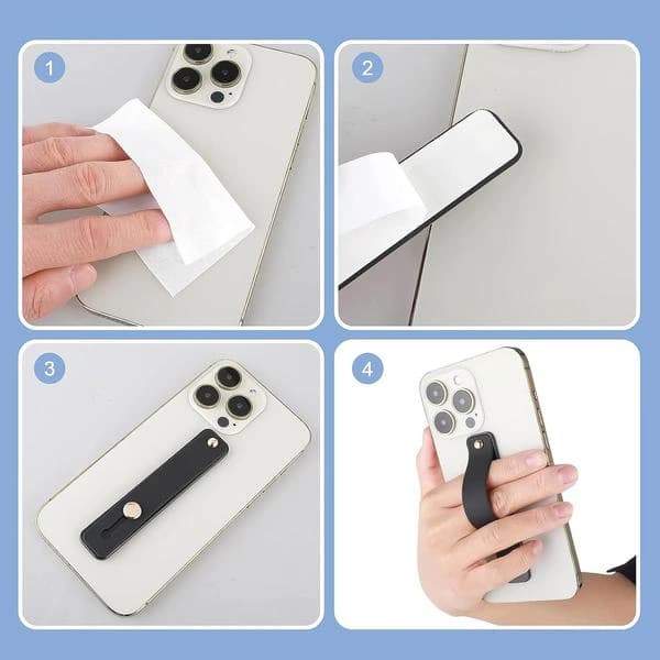 2-pak silikonremme/ringholdere til de fleste smartphones (sort)