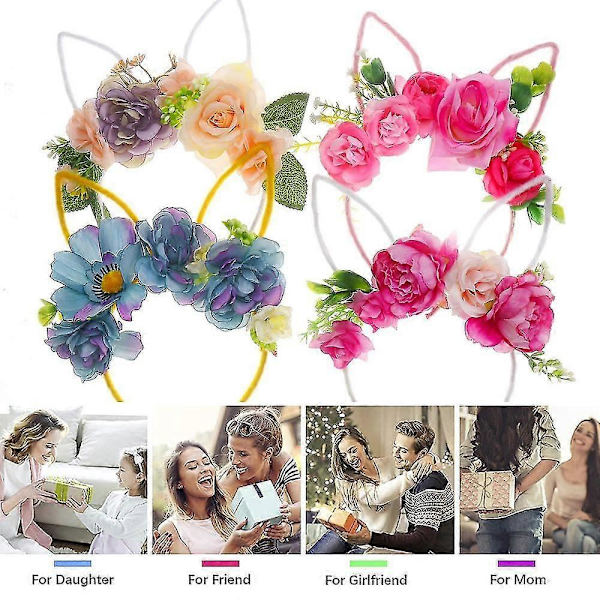 Påskehareørehodebånd med blomsterhodeplagg for kvinner og jenter, 2269 shape2