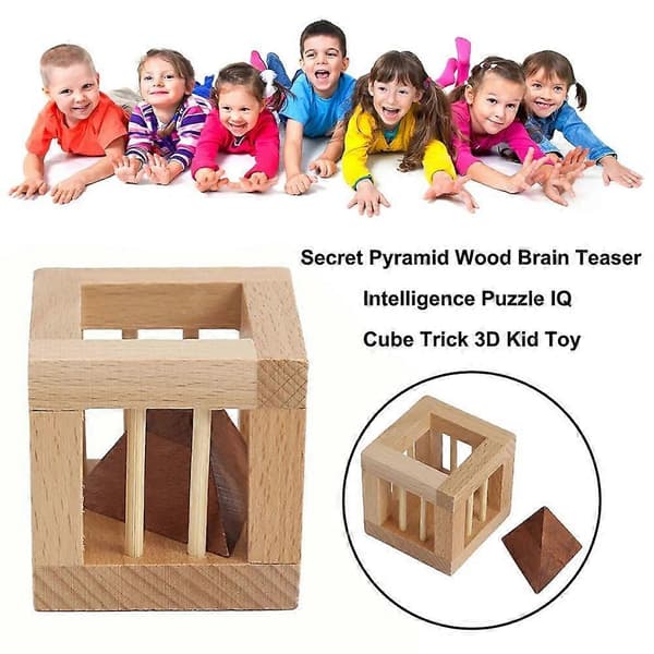Hemmelig Pyramide Træ Hjernevrider Intelligens Puslespil IQ Terning Trick Børnelegetøj