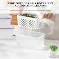 Refrigerator Double Layer Fresh Box Draining Storage Container for Fruits and Vegetables Blue Large