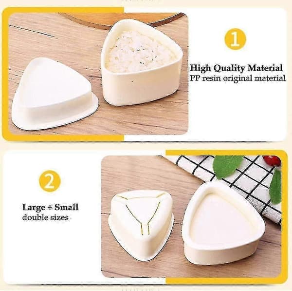 Trekantet sushiform for Bento - Onigiri-form trekant, 2 stk. riskuleformere