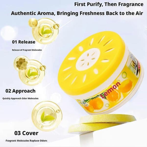 Solid Gel Lugtfjerner Spildsikker Månedlang Friskhed Til Små Rum lemon 1pcs