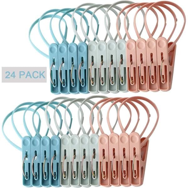 Small Mini Clothes Peg with Plastic String, 24 Pieces, as I