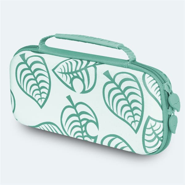 Portable Storage Case (Green Leaf) for Nintendo Switch Lite Models Durable Hard Shell Game Storage Case Portable Travel Bag PU Case