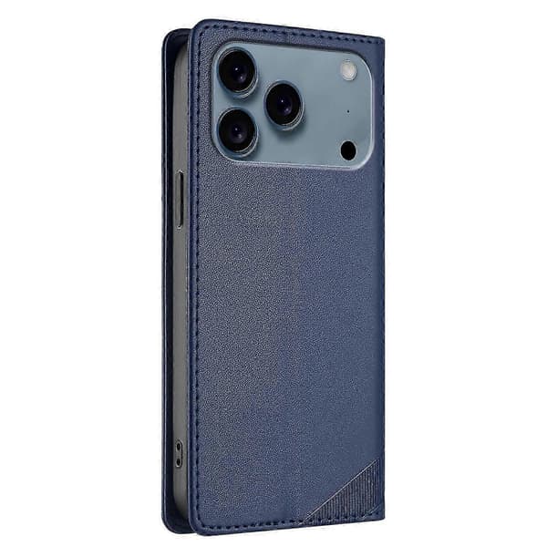 För iPhone 17 Pro Max Mobilskal Punkstil Präglat Plånboksställ Läderfodral Dark blue Dark Blue