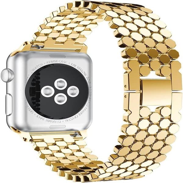 Guld - Rem til Apple Watch 38mm, Rustfrit stål iWatch Rem 8