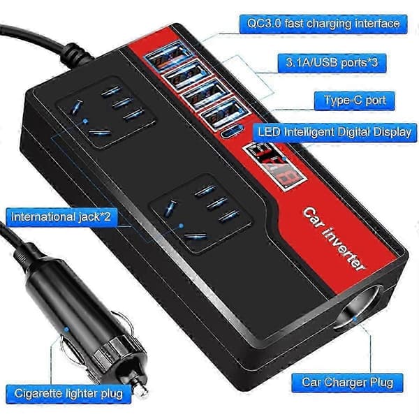 Bilstrømomformer DC 12V/24V til AC 220V Automatisk Strømomformer 2000W,B 2025