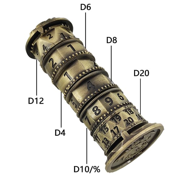 Rulett-Terning Spinner for DND Terning Spill, 7-i-1 Drage Terninger i Metall (Bronse)